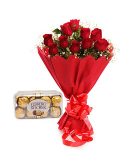Red Roses With Chocolate Box