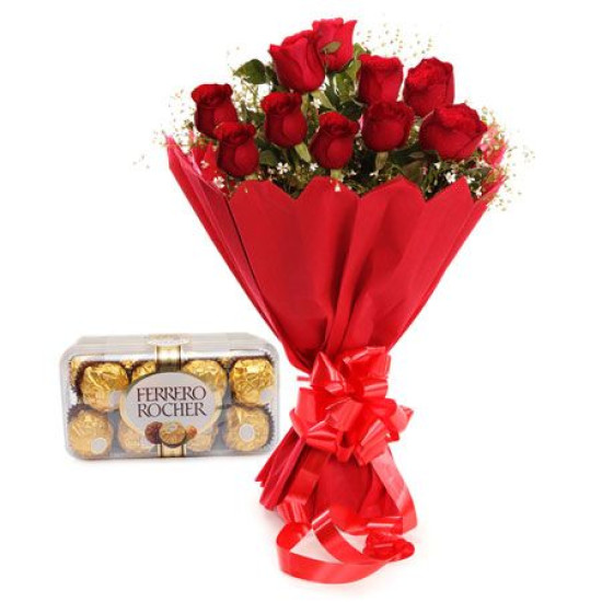 Red Roses With Chocolate Box