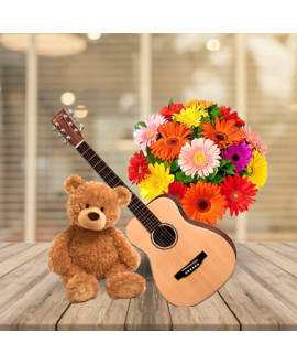 Teddy Bear & Gerbera Bunch