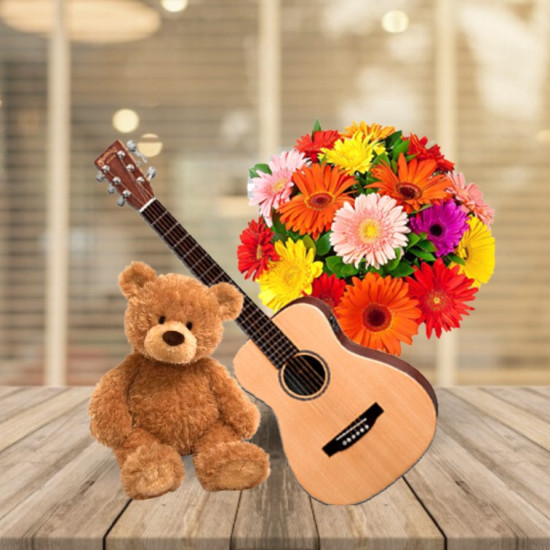 Teddy Bear & Gerbera Bunch